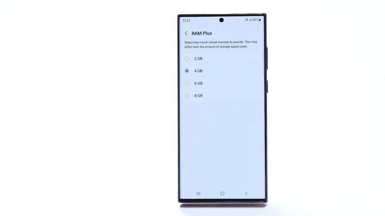 Option RAM Plus sur un smartphone Samsung Galaxy S20 Ultra