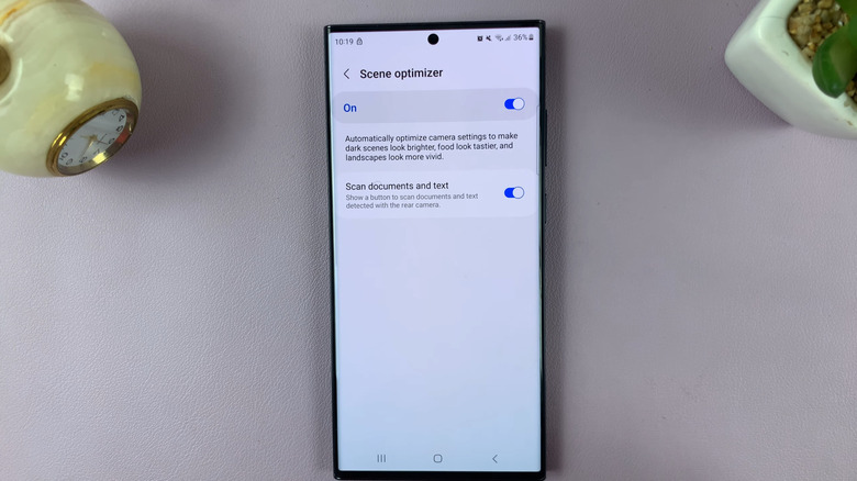 Paramètre d’optimisation de scène sur un Samsung Galaxy S22 Ultra
