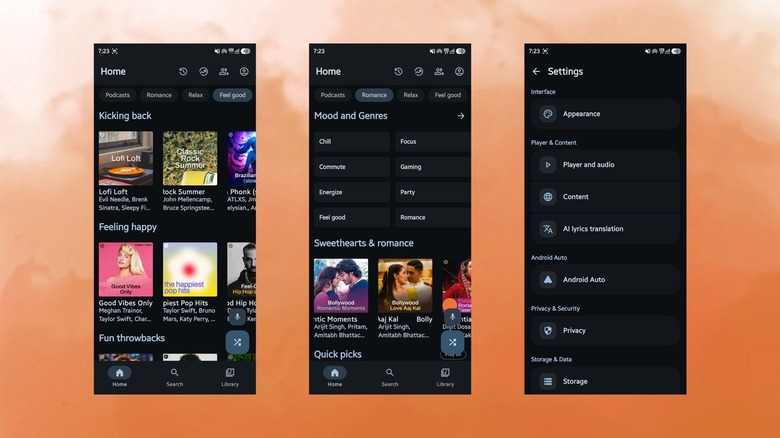 L'interface utilisateur du lecteur de musique Meld