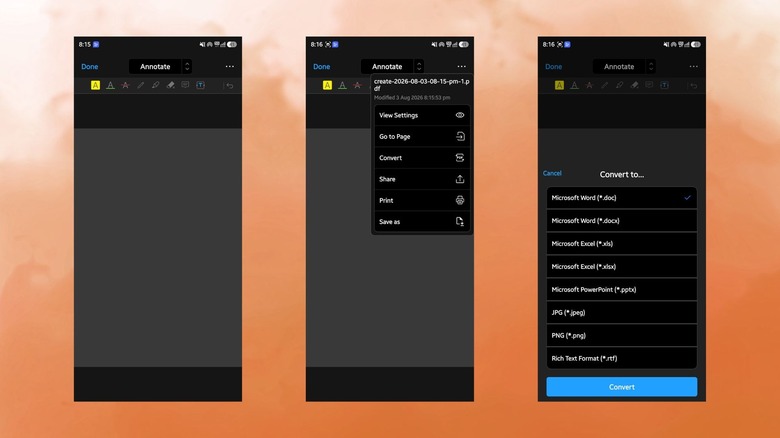 Interface PDFGear sur un smartphone Android
