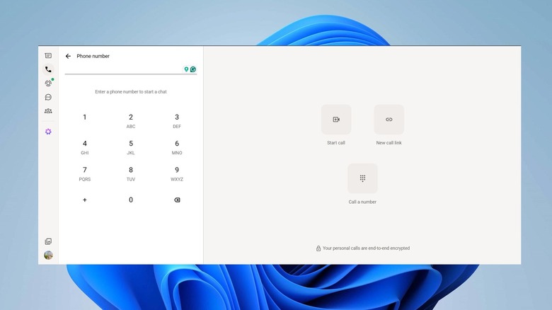 Interface d'appel Web WhatsApp