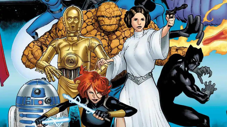 The Thing, C-3PO, Princess Leia, Black Panther et R2-D2 se préparent au combat dans 