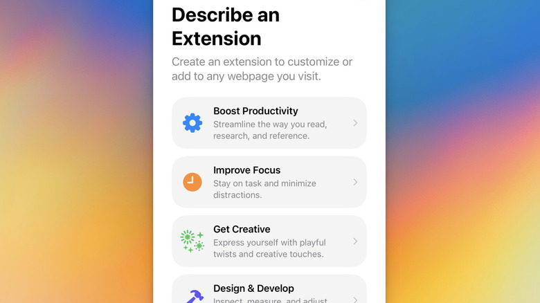 L'option décrire une extension dans iOS 27