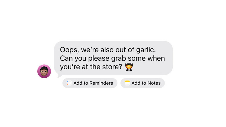 Les options intelligentes sous un message dans iMessage