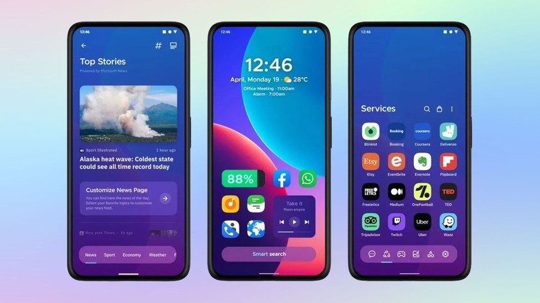 Différentes pages d'écran d'accueil pour le Smart Launcher 6