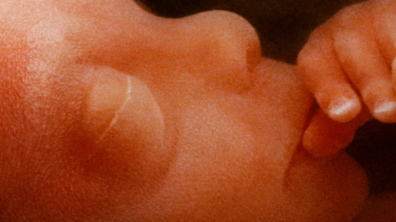 Gros plan du visage du fœtus humain in utero
