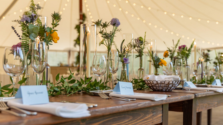 Décoration de table de mariage rustique