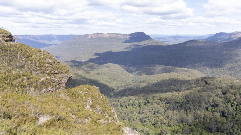 Une vue sur les Blue Mountains près de Sydney, Nouvelle-Galles du Sud, Australie.