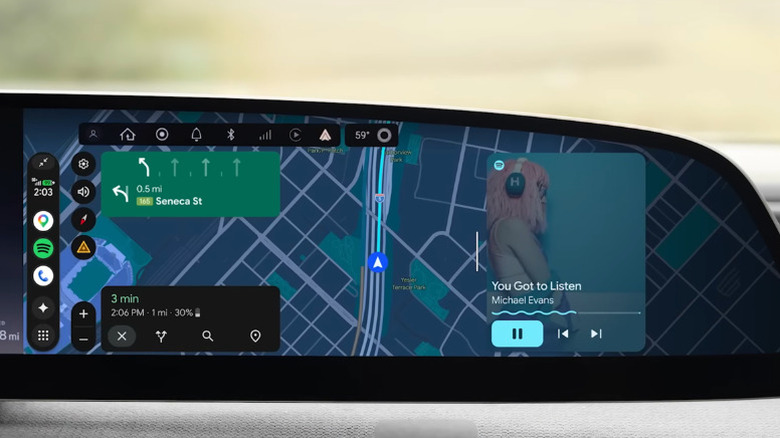 Système d'infodivertissement Lucid affichant la navigation Android Auto