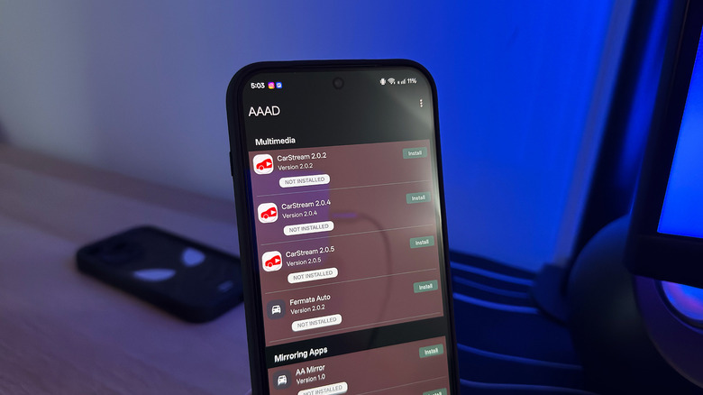 Application AAAD installée sur un téléphone.