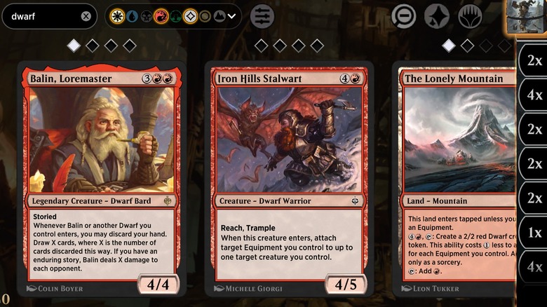 Cartes Hobbit dans MTG : Arena.