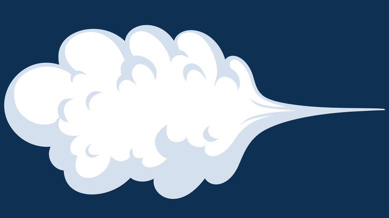 Nuage blanc sur fond de couleur marine, symbolisant un pet