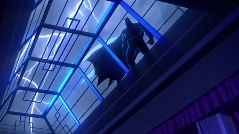 Batman est vu regardant à travers une lucarne dans Creature Commandos