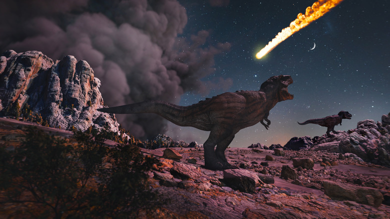 T. rex sous la chute d'un astéroïde