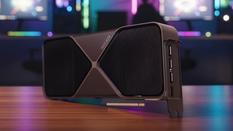 Un Nvidia RTX 5090 posé sur un dessus de table