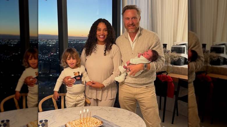 David Guetta et Jessica Ledon avec leurs enfants Cyan et Skyler