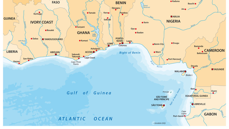 Carte du golfe de Guinée au large du Bénin