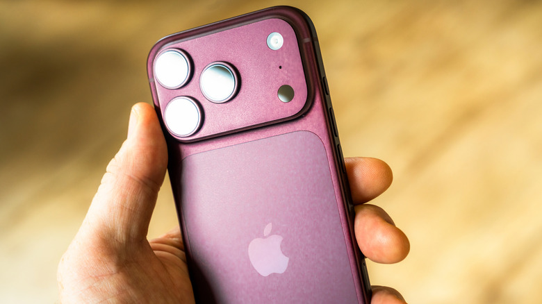 Main tenant un iPhone 18 Pro bordeaux.