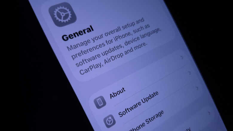 Une image du menu Paramètres généraux sur iOS, avec l'onglet Mise à jour logicielle