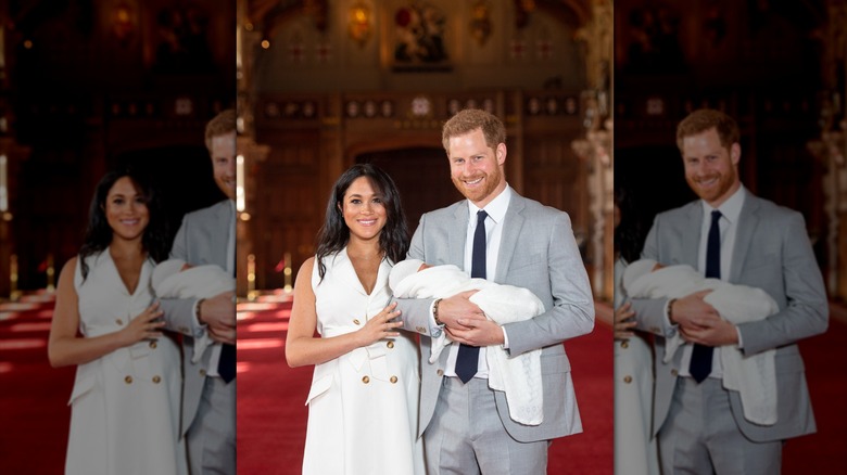 Meghan Markle et le prince Harry tenant le prince Archie