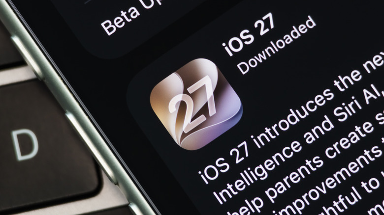 Message de mise à jour iOS 27 sur iPhone.