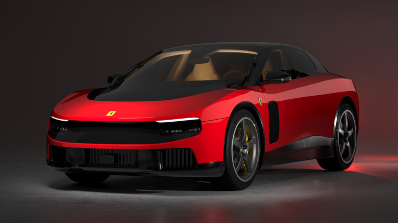 Une vue isométrique de la Ferrari Luce rouge