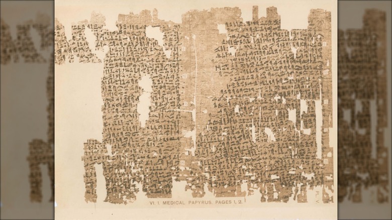 Papyrus Kahun VI. 1, pages 1 et 2 ; papyrus médical 12e dynastie